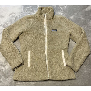 Patagonia Womens Los Gatos Fleece Jacket Sherpa Full Zip Tan Cozy Soft Warm M